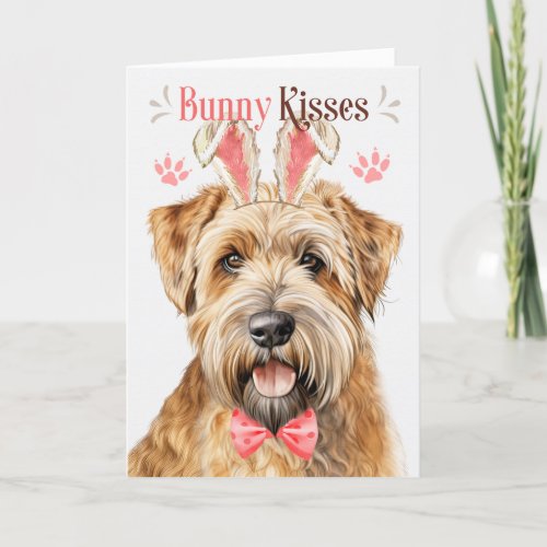 Wheaten Terrier Dog Bunny Ears for Easter Holiday Card