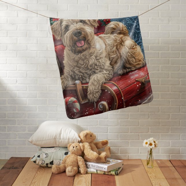 Wheaten Terrier Dog Christmas Festive  Baby Blanket (In Situ)