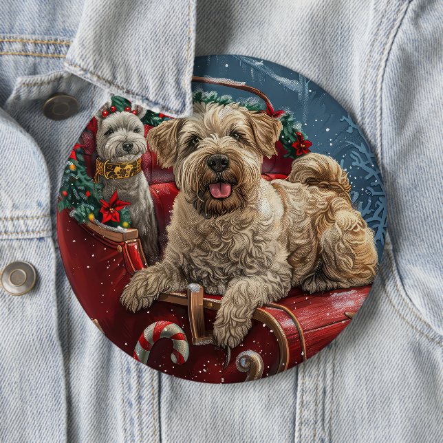 Wheaten Terrier Dog Christmas Festive  Button (In Situ)