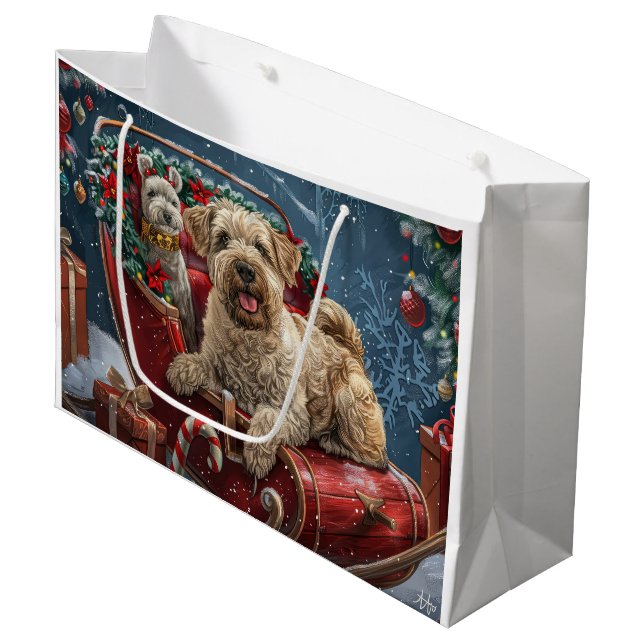 Wheaten Terrier Dog Christmas Festive  Large Gift Bag (Front Angled)