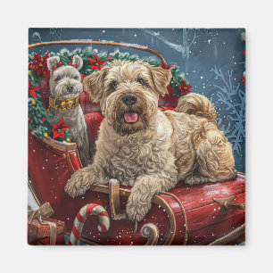 Wheaten Terrier Dog Christmas Festive Magnet