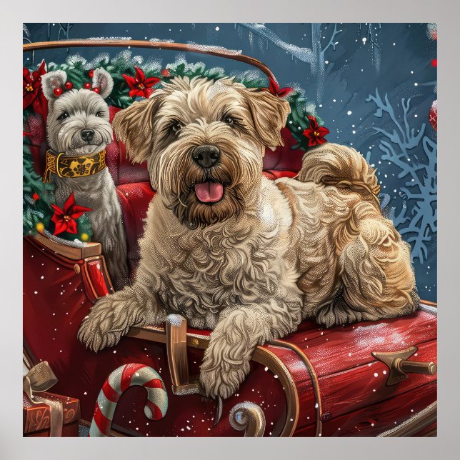 Wheaten Terrier Dog Christmas Festive  Poster (Front)