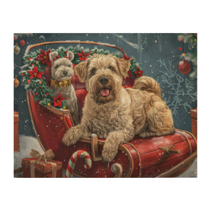 Wheaten Terrier Dog Christmas Festive Wood Wall Art