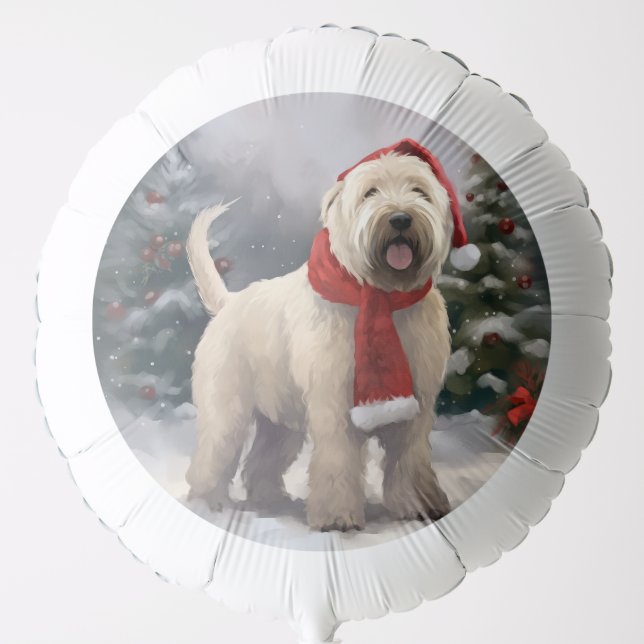 Wheaten Terrier Dog in Snow Christmas Balloon (Front)