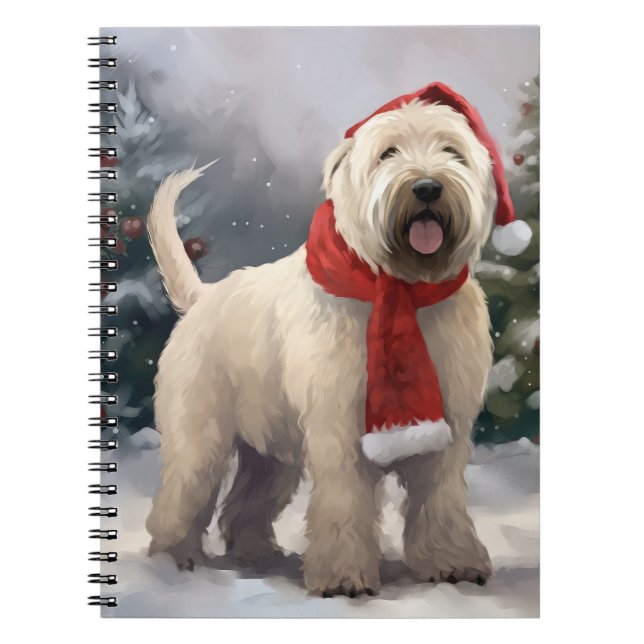 Wheaten Terrier Dog in Snow Christmas Notebook (Front)