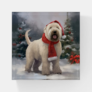 Wheaten Terrier Dog in Snow Christmas Paperweight