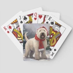 Wheaten Terrier Dog in Snow Christmas Poker Cards
