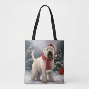 Wheaten Terrier Dog in Snow Christmas Tote Bag
