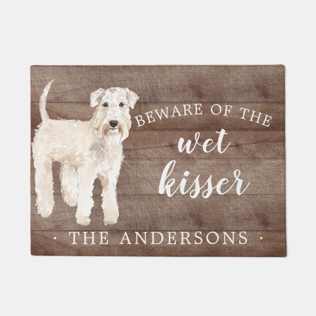 Wheaten Terrier Dog Personalized Door Mat (Front)