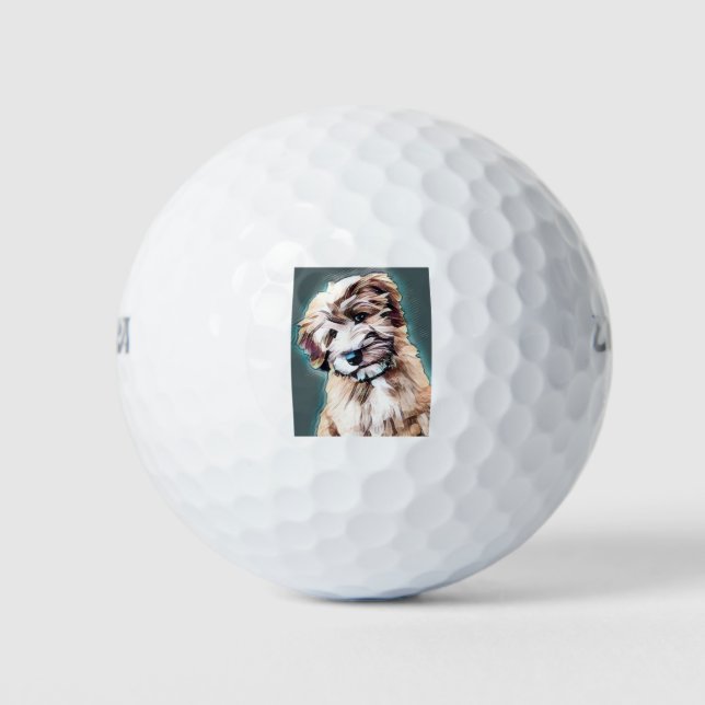 Wheaten Terrier Dog Pop Art Golf Balls (Front)