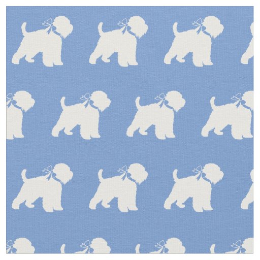 Wheaten Terrier Dog Silhouette Pet Light Blue Fabric