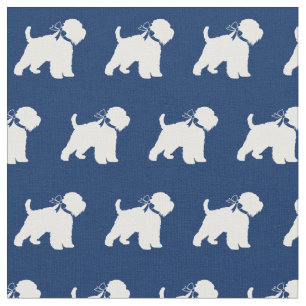 Wheaten Terrier Dog Silhouette Pet Navy Blue Fabric