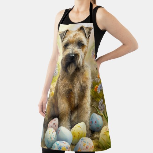 Wheaten Terrier Dog With Easter Eggs Holiday  Apron