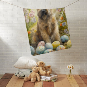 Wheaten Terrier Dog With Easter Eggs Holiday Baby Blanket