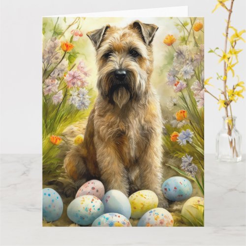 Wheaten Terrier Dog With Easter Eggs Holiday  Card