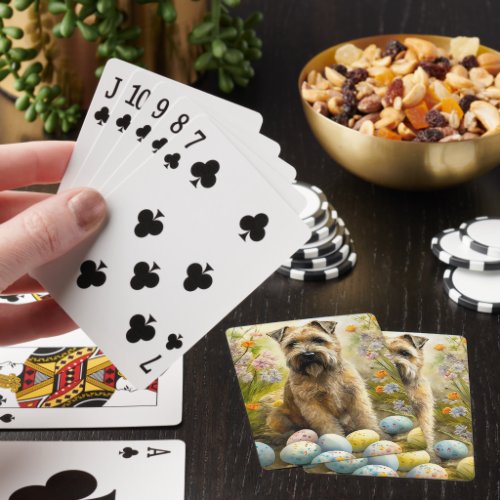 Wheaten Terrier Dog With Easter Eggs Holiday  Playing Cards