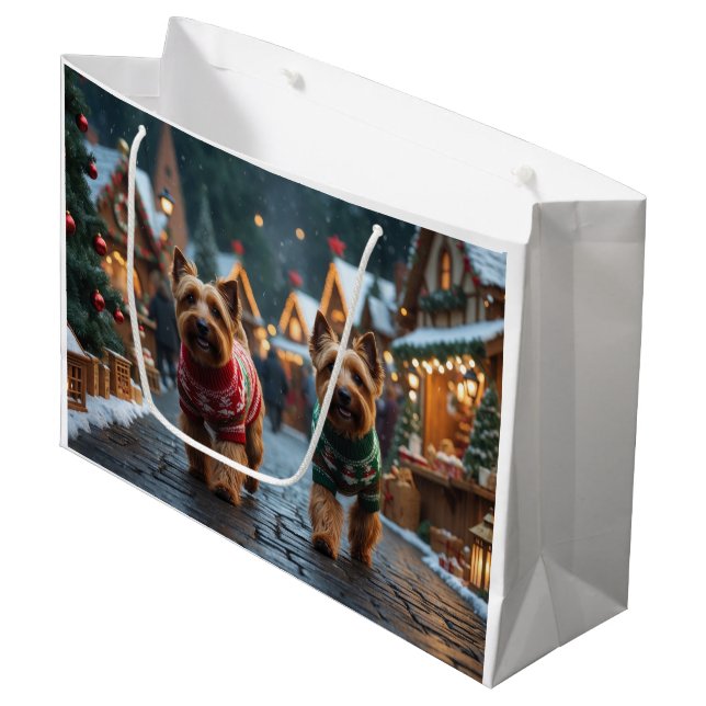 Wheaten Terrier Dogs Christmas Snow Holiday  Large Gift Bag (Front Angled)