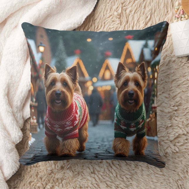 Wheaten Terrier Dogs Christmas Snow Holiday  Throw Pillow (Blanket)