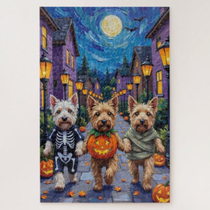 Wheaten Terrier Dogs In Halloween Cotumes Jigsaw Puzzle