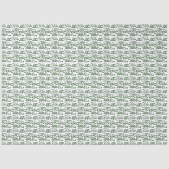 WHEATEN Terrier Green Toile Tissue Paper (Front)