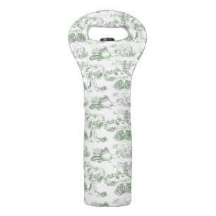 WHEATEN Terrier Green Toile Wine Bag