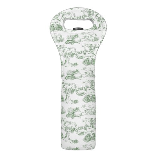 WHEATEN Terrier Green Toile Wine Bag