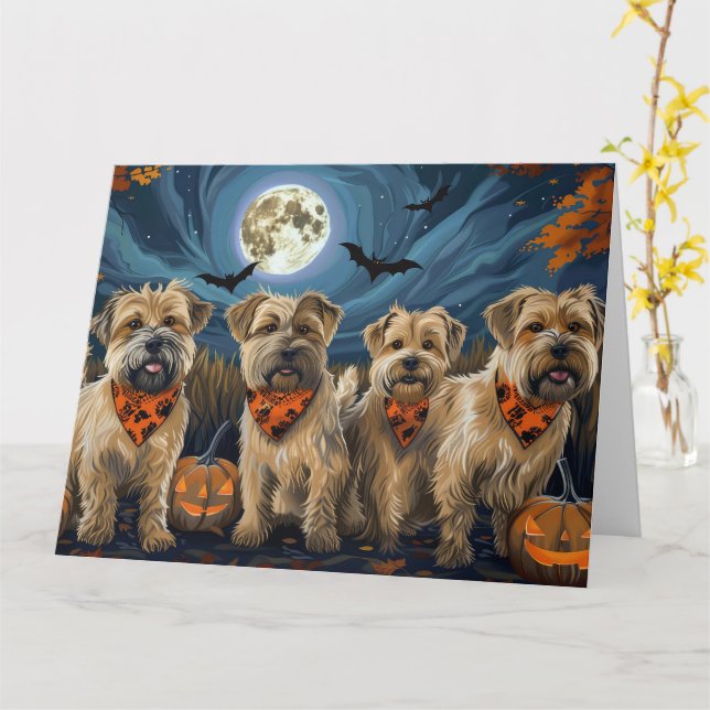 Wheaten Terrier Halloween Spooky Card (Yellow Flower)