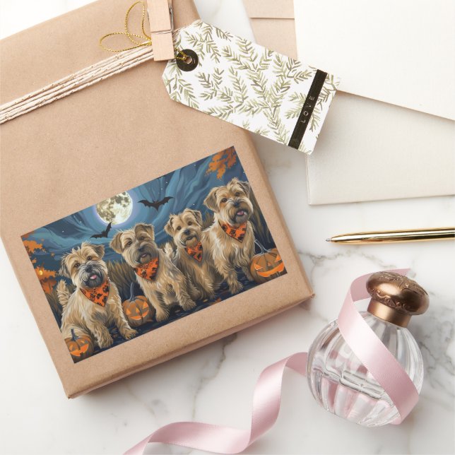 Wheaten Terrier Halloween Spooky Rectangular Sticker (Gifting)