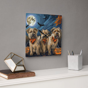 Wheaten Terrier Halloween Spooky Square Wall Clock