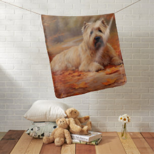 Wheaten Terrier in Autumn Leaves Fall Inspire Baby Blanket