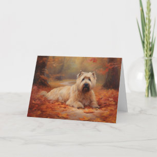 Wheaten Terrier in Autumn Leaves Fall Inspire Card
