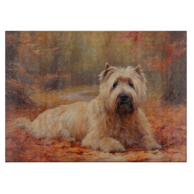 Wheaten Terrier in Autumn Leaves Fall Inspire  Cutting Board (Front)