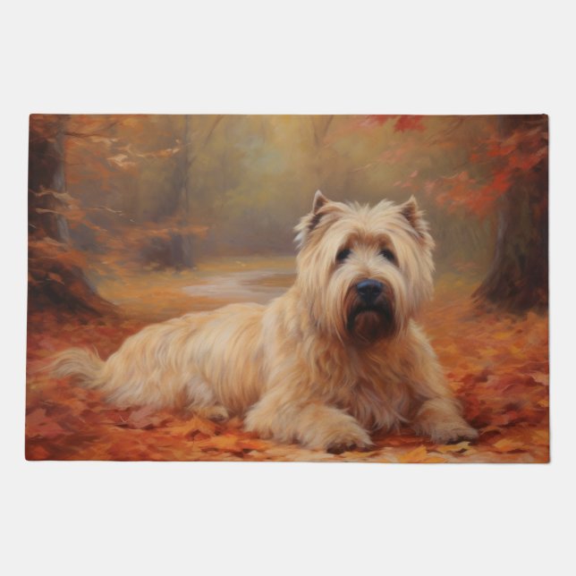 Wheaten Terrier in Autumn Leaves Fall Inspire  Doormat (Front)