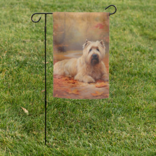 Wheaten Terrier in Autumn Leaves Fall Inspire Garden Flag