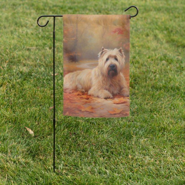 Wheaten Terrier in Autumn Leaves Fall Inspire  Garden Flag (In SItu)