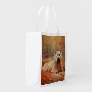 Wheaten Terrier in Autumn Leaves Fall Inspire Grocery Bag