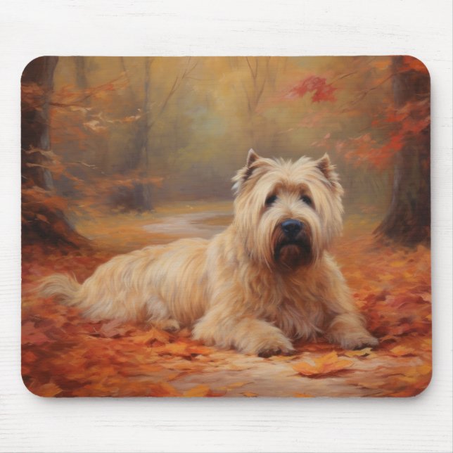 Wheaten Terrier in Autumn Leaves Fall Inspire  Mouse Pad (Front)