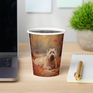 Wheaten Terrier in Autumn Leaves Fall Inspire Paper Cups