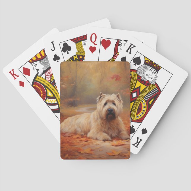 Wheaten Terrier in Autumn Leaves Fall Inspire  Poker Cards (Back)