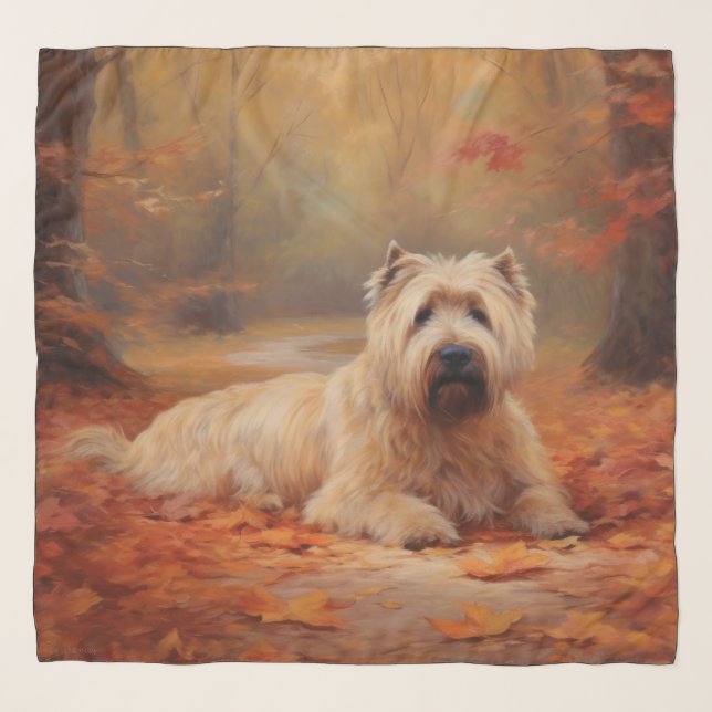 Wheaten Terrier in Autumn Leaves Fall Inspire  Scarf (Front)