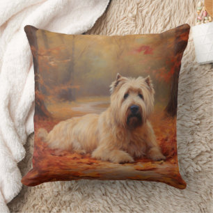 Wheaten Terrier in Autumn Leaves Fall Inspire Throw Pillow