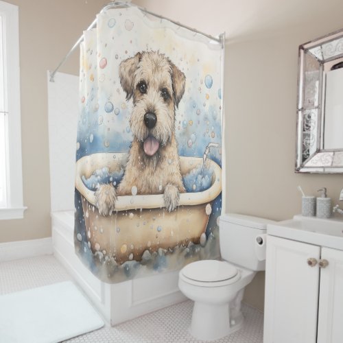 Wheaten Terrier In Bathtub Watercolor Dog Art Shower Curtain