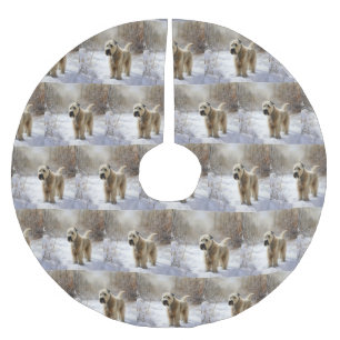 Wheaten Terrier Let It Snow Christmas Brushed Polyester Tree Skirt