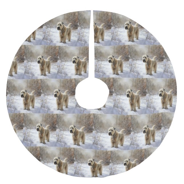 Wheaten Terrier Let It Snow Christmas  Brushed Polyester Tree Skirt (Front)