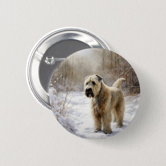 Wheaten Terrier Let It Snow Christmas  Button (Front & Back)