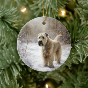 Wheaten Terrier Let It Snow Christmas Ceramic Ornament