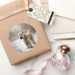 Wheaten Terrier Let It Snow Christmas Classic Round Sticker