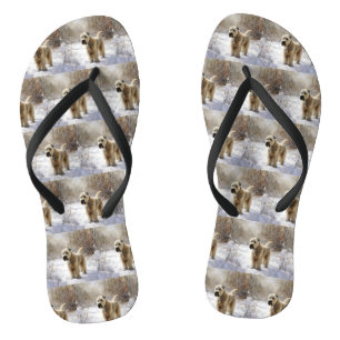 Wheaten Terrier Let It Snow Christmas  Flip Flops