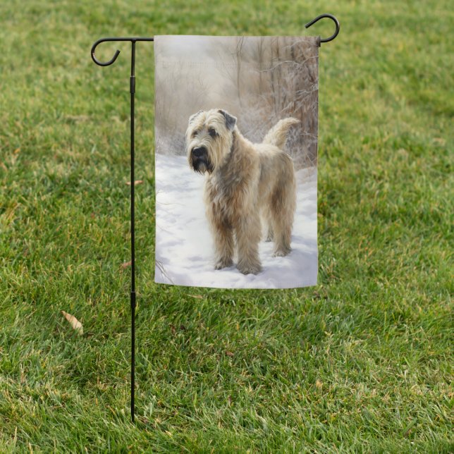 Wheaten Terrier Let It Snow Christmas  Garden Flag (In SItu)