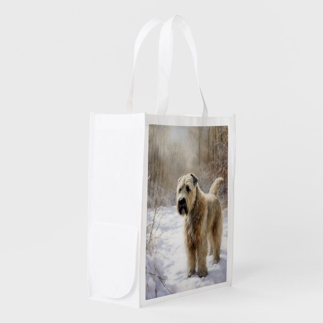 Wheaten Terrier Let It Snow Christmas  Grocery Bag (Front Side)